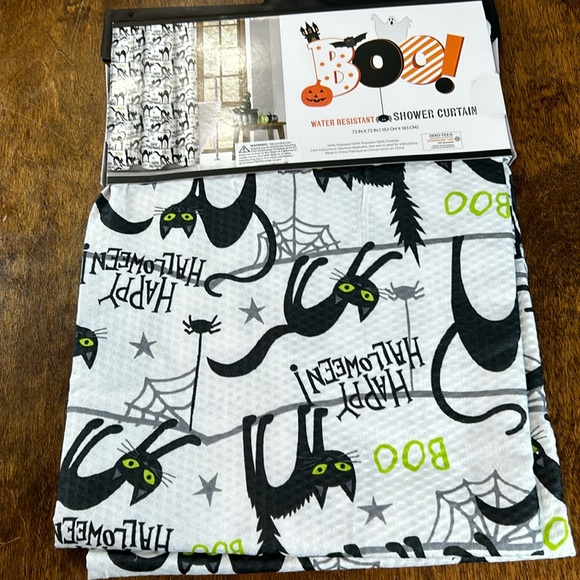 Black cat Happy Halloween shower curtain‎ - Picture 2 of 11